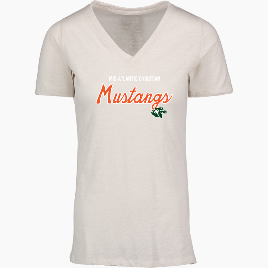 Mid-Atlantic Christian University Mustangs <span class="pdp-name-mascot">Mid Atlantic Christian University Mustangs</span> MV Sport Women's Vera Ringspun Slub V-Neck Tee