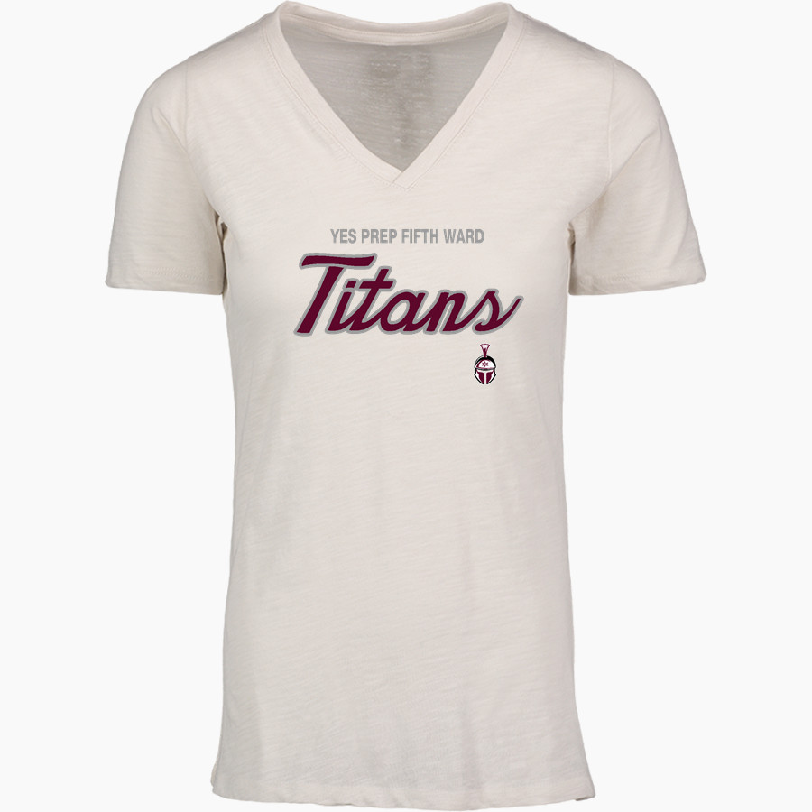 YES PREP SCHOOL FIFTH WARD TITANS MV Sport Women's Vera Ringspun Slub V-Neck Tee