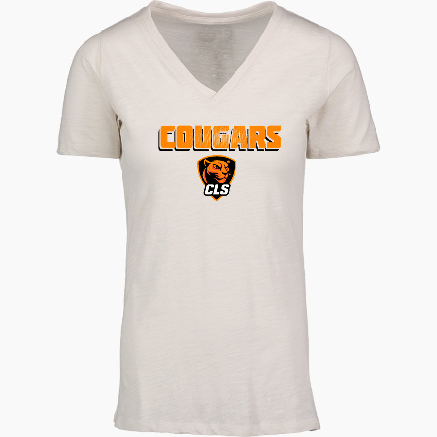 CHRIST LUTHERAN Cougars <span class="pdp-name-mascot">CHRIST LUTHERAN DAY SCHOOL Cougars</span> MV Sport Women's Vera Ringspun Slub V-Neck Tee