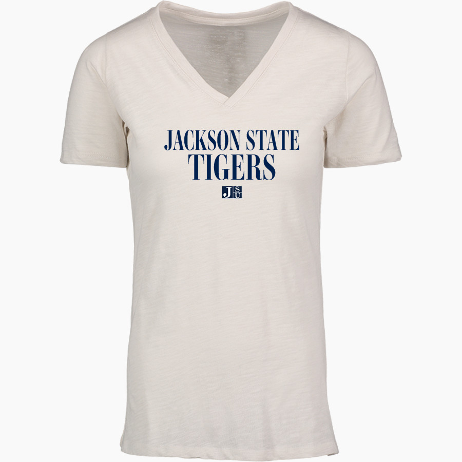 Jackson State Tigers <span class="pdp-name-mascot">Jackson State Tigers</span> MV Sport Women's Vera Ringspun Slub V-Neck Tee