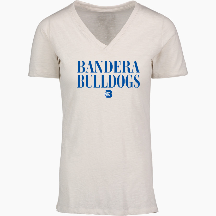 BANDERA HIGH SCHOOL BULLDOGS MV Sport Women's Vera Ringspun Slub V-Neck Tee