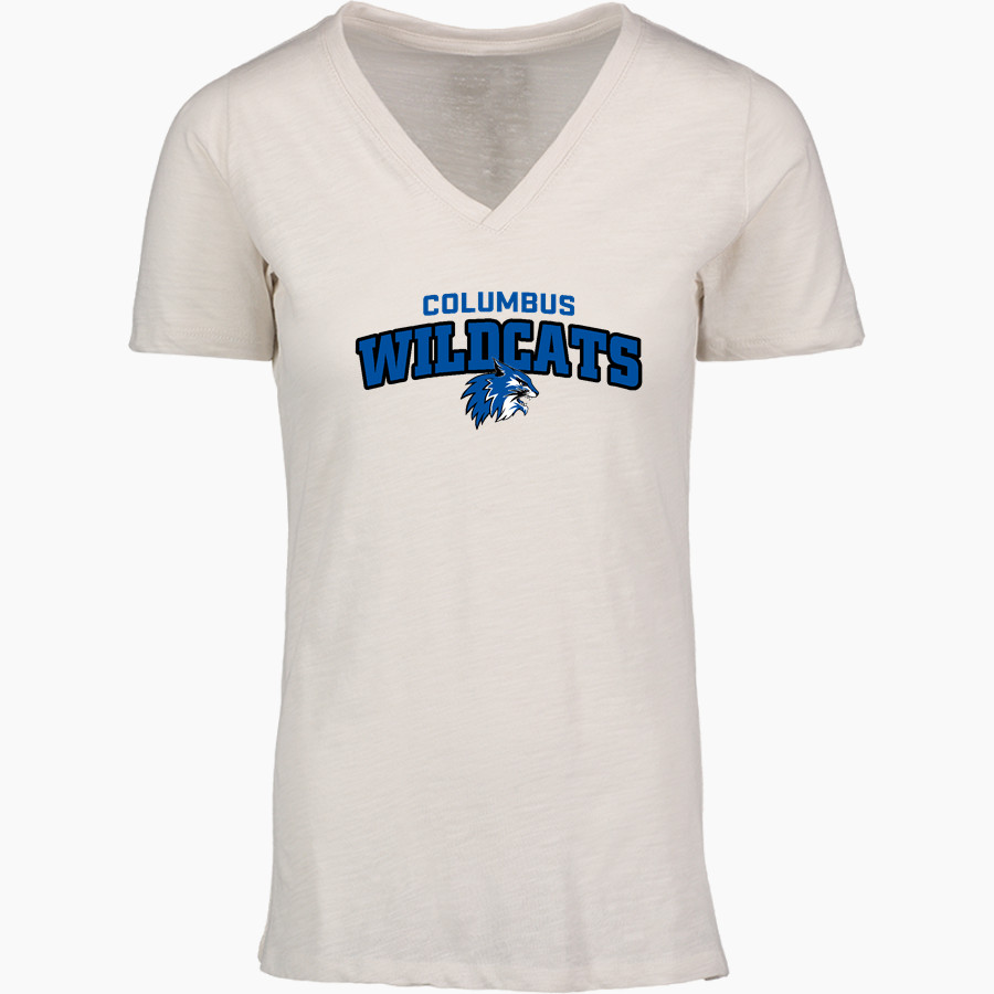 COLUMBUS COMMUNITY HIGH SCHOOL WILDCATS <span class="pdp-name-mascot">COLUMBUS WILDCATS</span> MV Sport Women's Vera Ringspun Slub V-Neck Tee