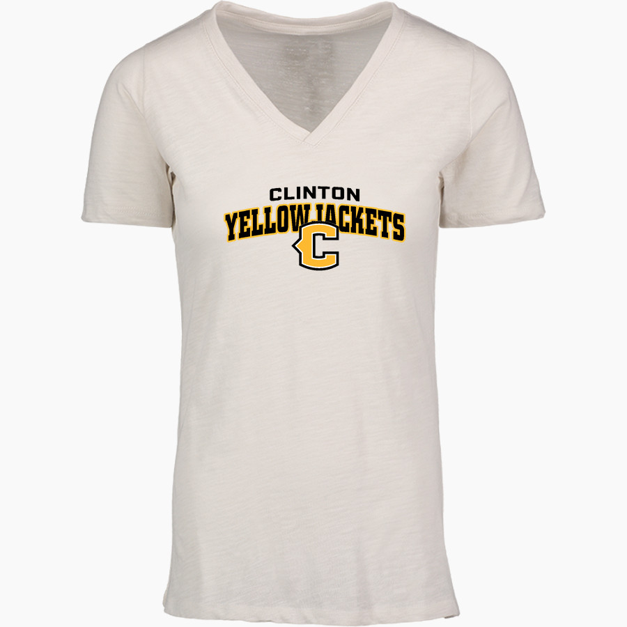 CLINTON HIGH SCHOOL YELLOWJACKETS <span class="pdp-name-mascot">CLINTON YELLOWJACKETS</span> MV Sport Women's Vera Ringspun Slub V-Neck Tee