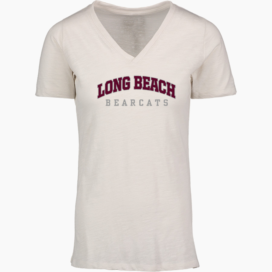 LONG BEACH HIGH SCHOOL BEARCATS <span class="pdp-name-mascot">LONG BEACH BEARCATS</span> MV Sport Women's Vera Ringspun Slub V-Neck Tee