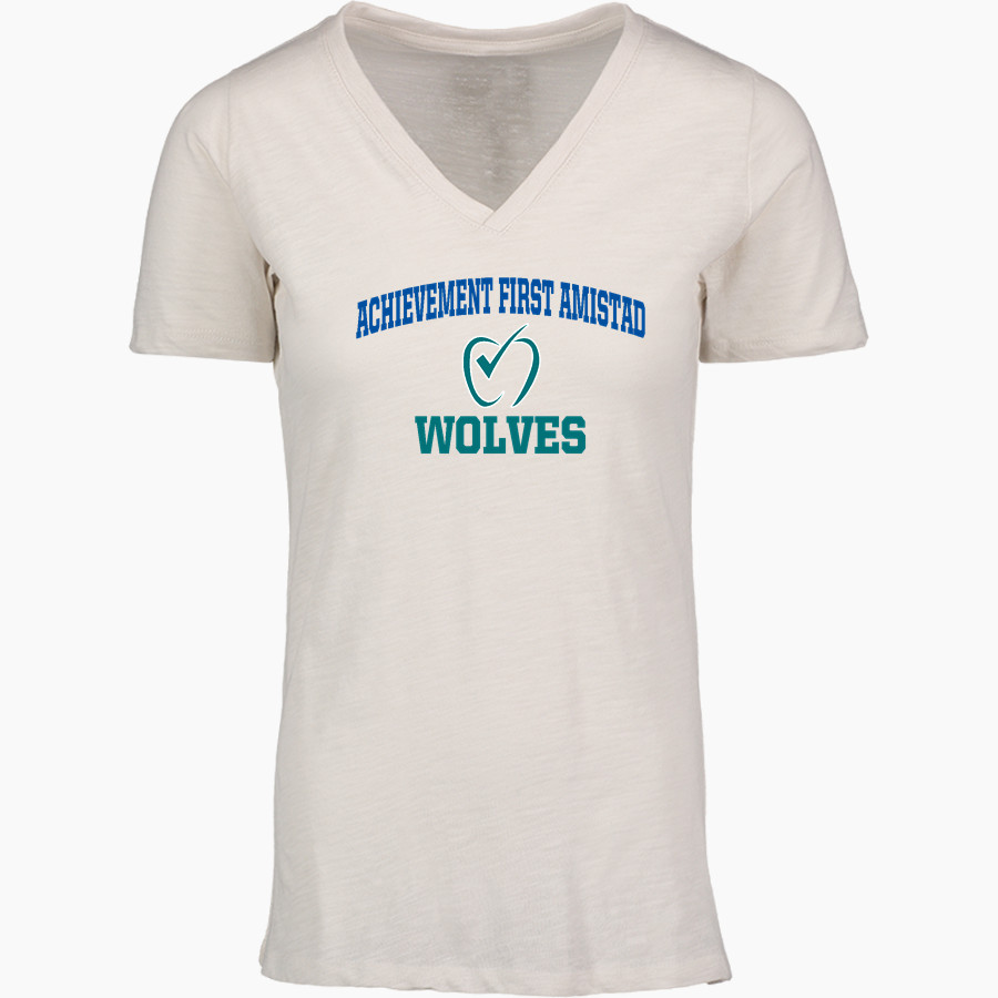 ACHIEVEMENT FIRST AMISTAD HIGH SCHOOL WOLVES <span class="pdp-name-mascot">ACHIEVEMENT FIRST AMISTAD WOLVES</span> MV Sport Women's Vera Ringspun Slub V-Neck Tee