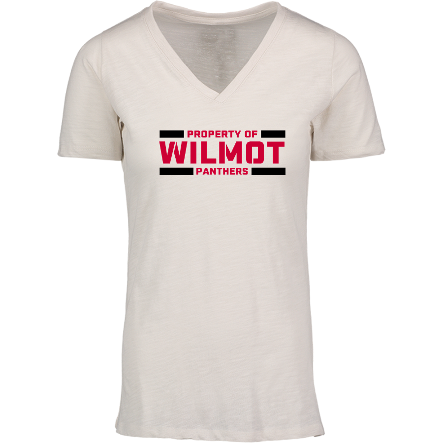 WILMOT UNION HIGH SCHOOL PANTHERS <span class="pdp-name-mascot">WILMOT PANTHERS</span> MV Sport Women's Vera Ringspun Slub V-Neck Tee
