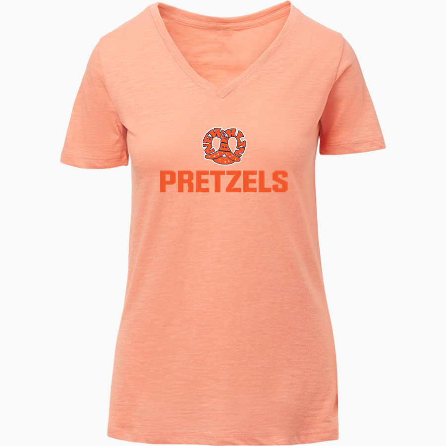 NEW BERLIN HIGH SCHOOL PRETZELS <span class="pdp-name-mascot">NEW BERLIN PRETZELS</span> MV Sport Women's Vera Ringspun Slub V-Neck Tee
