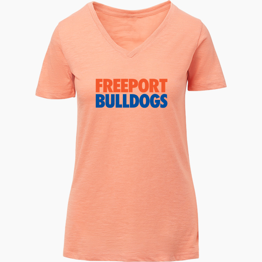 FREEPORT HIGH SCHOOL BULLDOGS <span class="pdp-name-mascot">FREEPORT BULLDOGS</span> MV Sport Women's Vera Ringspun Slub V-Neck Tee