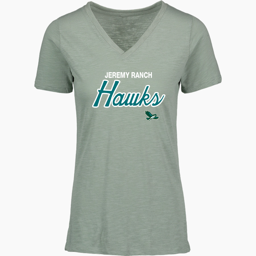 Jeremy Ranch Hawks <span class="pdp-name-mascot">Jeremy Ranch Elementary Hawks</span> MV Sport Women's Vera Ringspun Slub V-Neck Tee