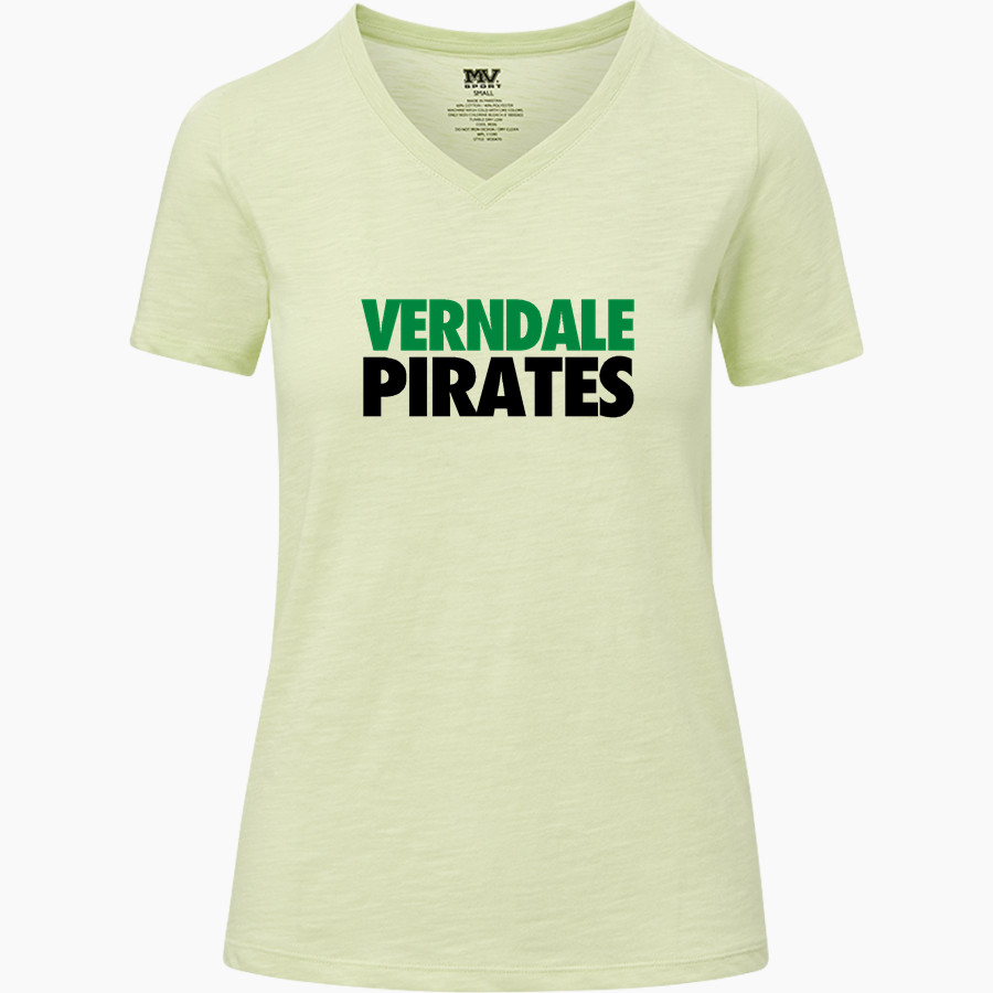 VERNDALE HIGH SCHOOL PIRATES <span class="pdp-name-mascot">VERNDALE PIRATES</span> MV Sport Women's Vera Ringspun Slub V-Neck Tee