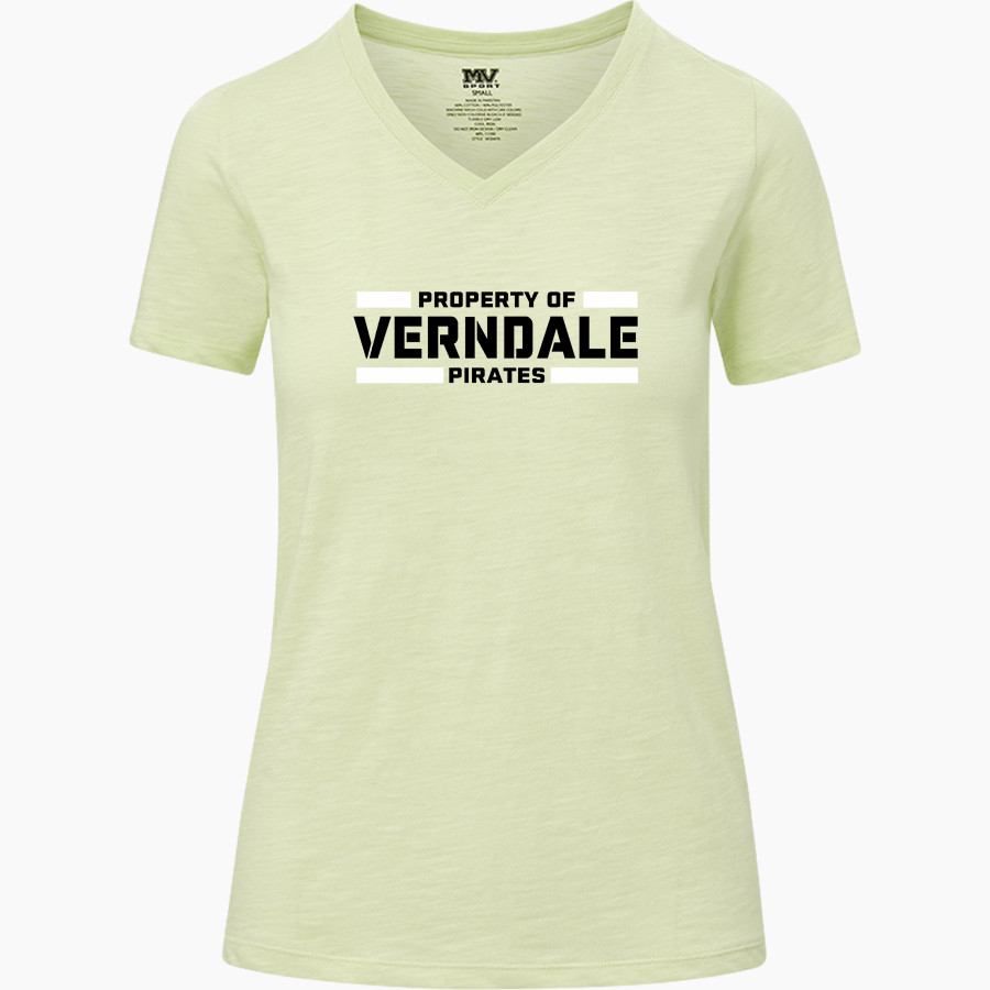 VERNDALE HIGH SCHOOL PIRATES <span class="pdp-name-mascot">VERNDALE PIRATES</span> MV Sport Women's Vera Ringspun Slub V-Neck Tee