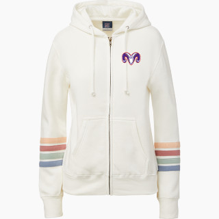 MV Sport Women's Naamah Multi Sleeve Stripe Full Zip Hoodie