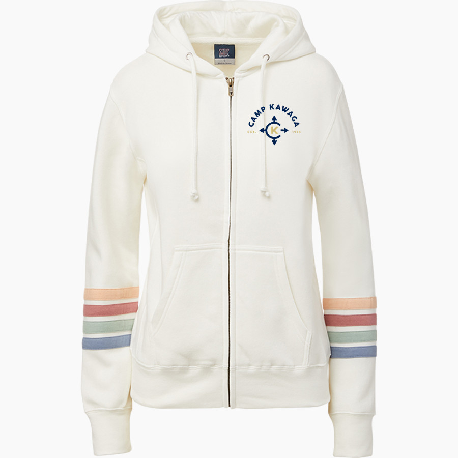 Camp Kawaga Sideline Store <span class="pdp-name-mascot">Camp Kawaga</span> MV Sport Women's Naamah Multi Sleeve Stripe Full Zip Hoodie