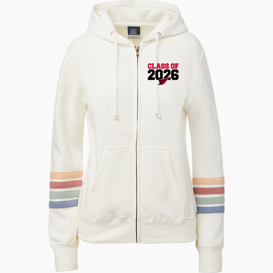 EMINENCE R-1 HIGH SCHOOL REDWINGS <span class="pdp-name-mascot">EMINENCE R-1 REDWINGS</span> MV Sport Women's Naamah Multi Sleeve Stripe Full Zip Hoodie