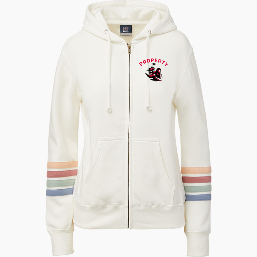 California University of Pennsylvania <span class="pdp-name-mascot">Cal Vulcans</span> MV Sport Women's Naamah Multi Sleeve Stripe Full Zip Hoodie