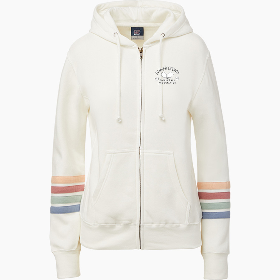 Parker County Pickleball Association <span class="pdp-name-mascot">Parker County Pickleball Association</span> MV Sport Women's Naamah Multi Sleeve Stripe Full Zip Hoodie