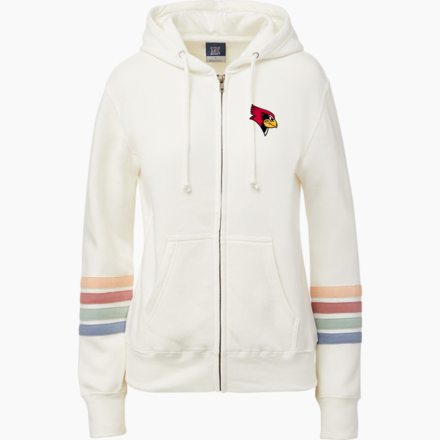 East Carter Redbirds <span class="pdp-name-mascot">East Carter Redbirds</span> MV Sport Women's Naamah Multi Sleeve Stripe Full Zip Hoodie