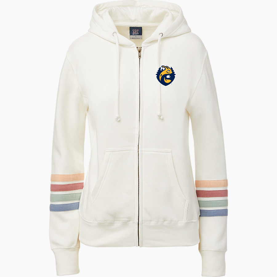 UC Santa Cruz Banana Slugs MV Sport Women's Naamah Multi Sleeve Stripe Full Zip Hoodie