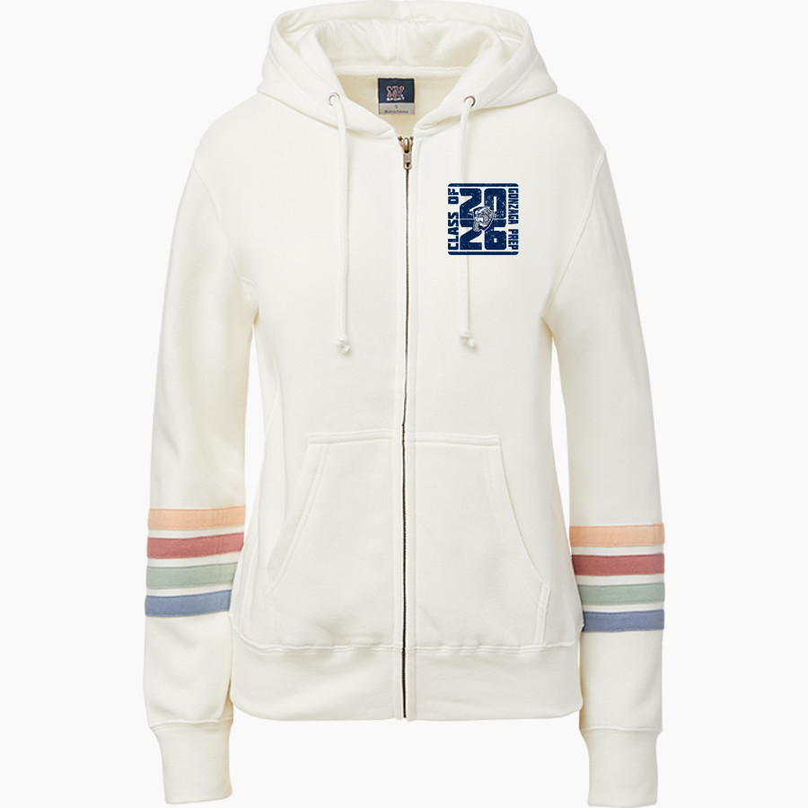 GONZAGA PREP SCHOOL BULLPUPS MV Sport Women's Naamah Multi Sleeve Stripe Full Zip Hoodie