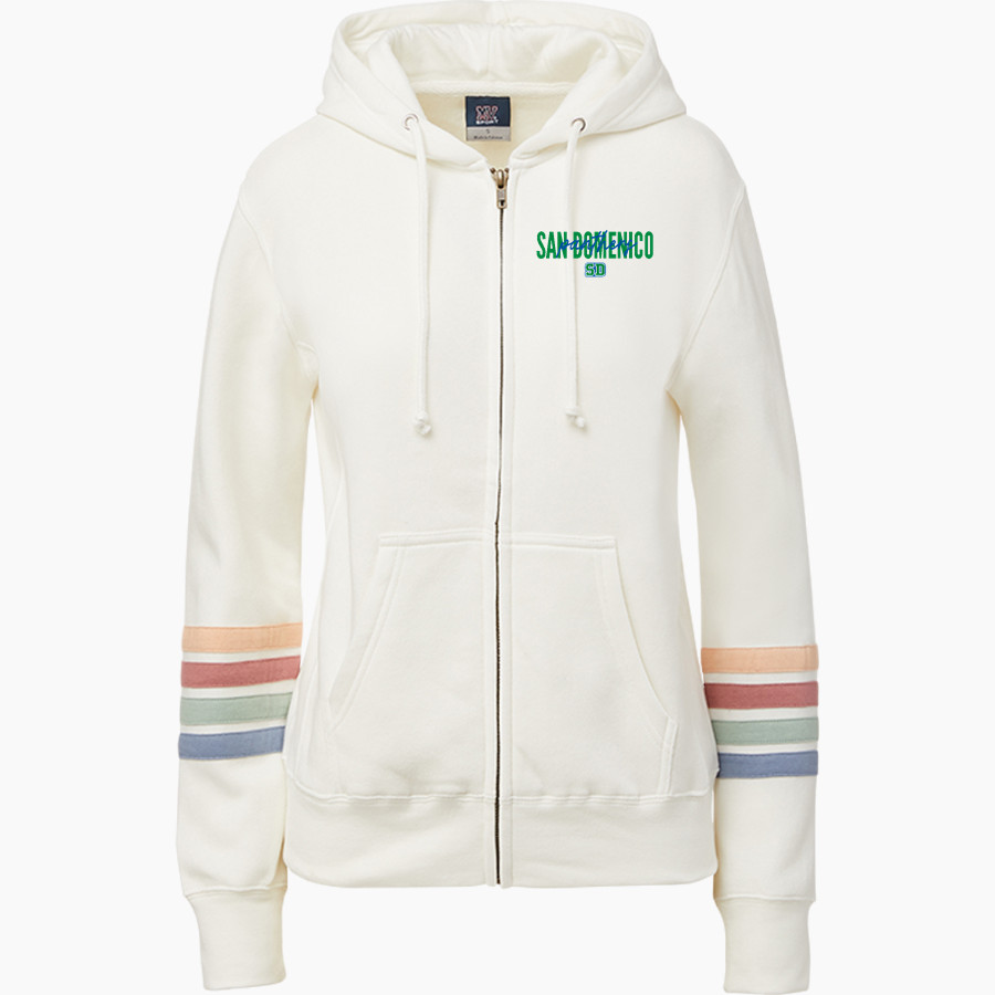 San Domenico Panthers <span class="pdp-name-mascot">San Domenico Panthers</span> MV Sport Women's Naamah Multi Sleeve Stripe Full Zip Hoodie