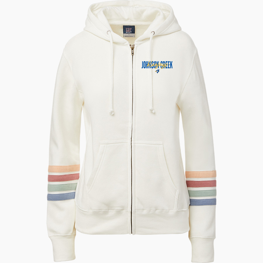 Johnson Creek BlueJays <span class="pdp-name-mascot">Johnson Creek Blue Jays</span> MV Sport Women's Naamah Multi Sleeve Stripe Full Zip Hoodie