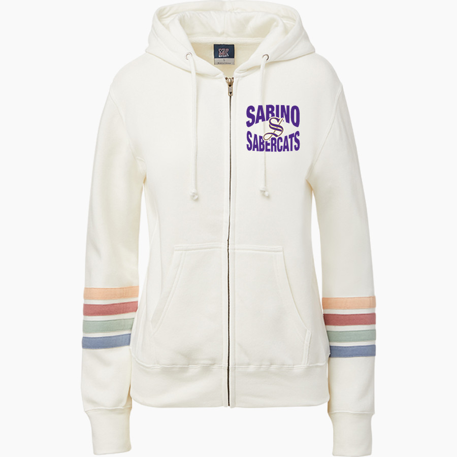 SABINO HIGH SCHOOL SABERCATS <span class="pdp-name-mascot">SABINO SABERCATS</span> MV Sport Women's Naamah Multi Sleeve Stripe Full Zip Hoodie