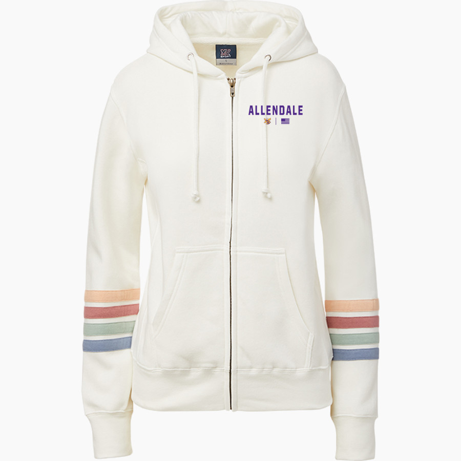 Allendale Yellowjackets <span class="pdp-name-mascot">Allendale Yellowjackets</span> MV Sport Women's Naamah Multi Sleeve Stripe Full Zip Hoodie