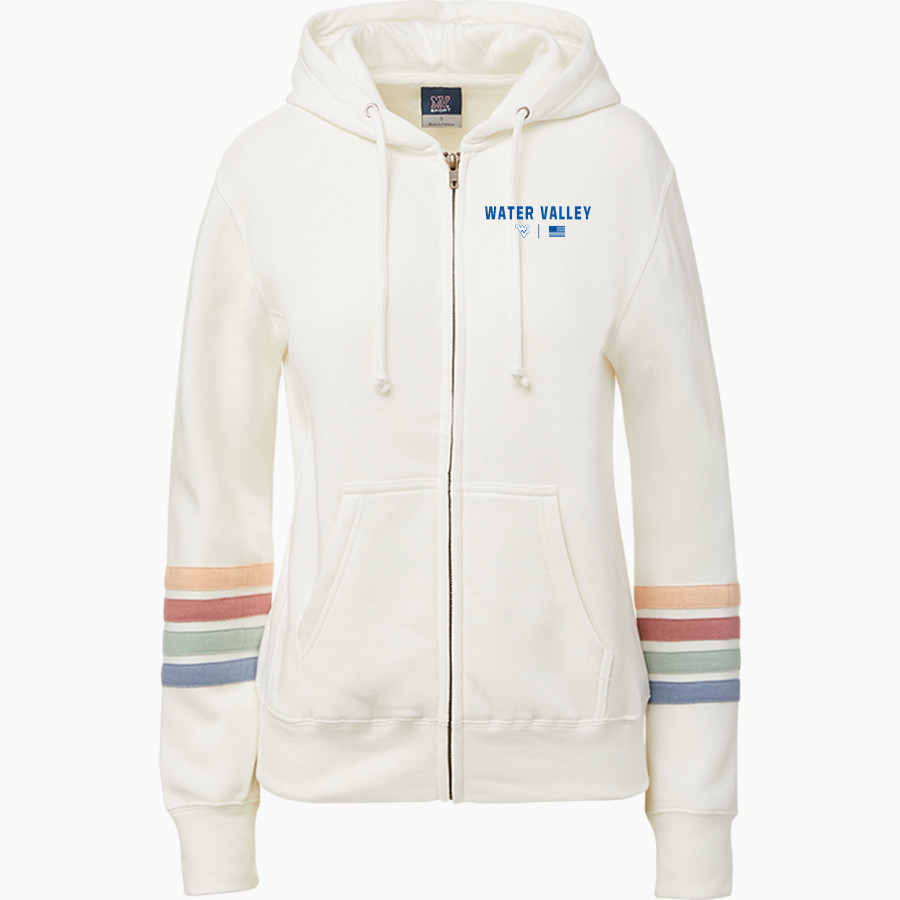 WATER VALLEY HIGH SCHOOL BLUE DEVILS MV Sport Women's Naamah Multi Sleeve Stripe Full Zip Hoodie
