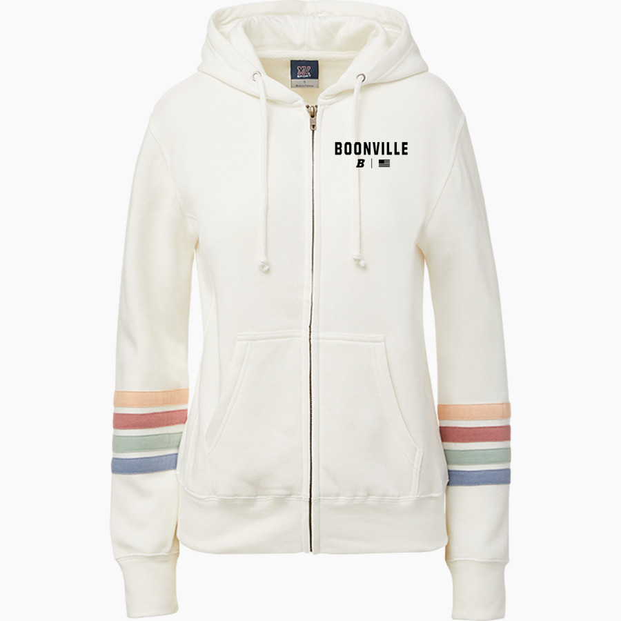 Boonville Pioneers <span class="pdp-name-mascot">Boonville Pioneers</span> MV Sport Women's Naamah Multi Sleeve Stripe Full Zip Hoodie