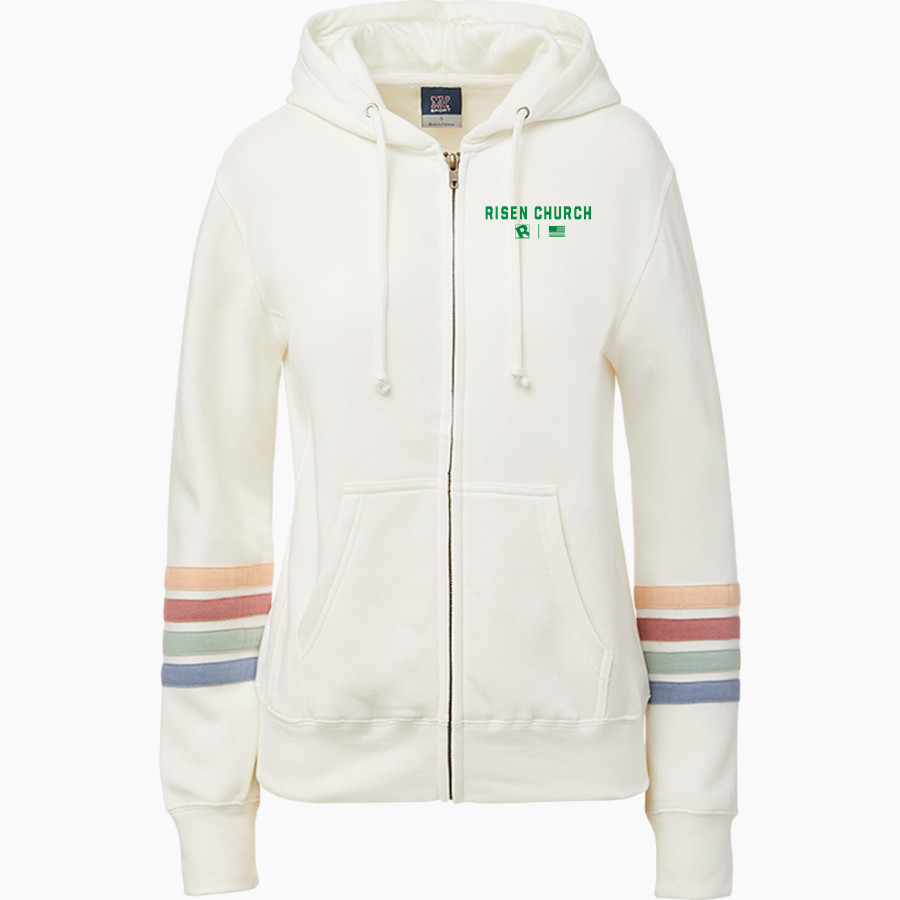 Risen Church <span class="pdp-name-mascot">Risen Church</span> MV Sport Women's Naamah Multi Sleeve Stripe Full Zip Hoodie