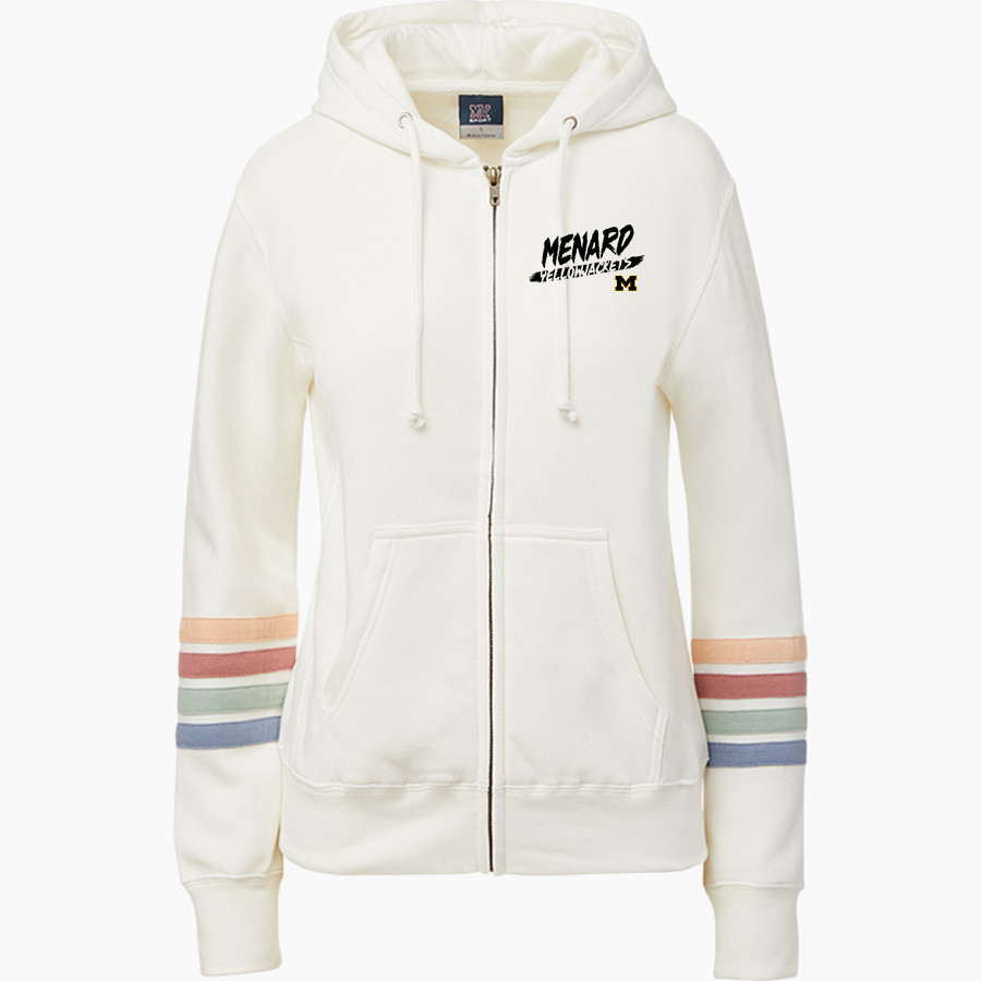 MENARD HIGH SCHOOL YELLOWJACKETS <span class="pdp-name-mascot">MENARD YELLOWJACKETS</span> MV Sport Women's Naamah Multi Sleeve Stripe Full Zip Hoodie