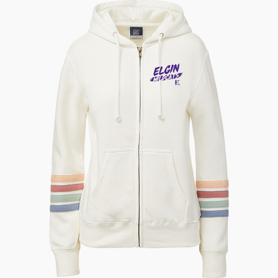 ELGIN HIGH SCHOOL WILDCATS <span class="pdp-name-mascot">ELGIN WILDCATS</span> MV Sport Women's Naamah Multi Sleeve Stripe Full Zip Hoodie