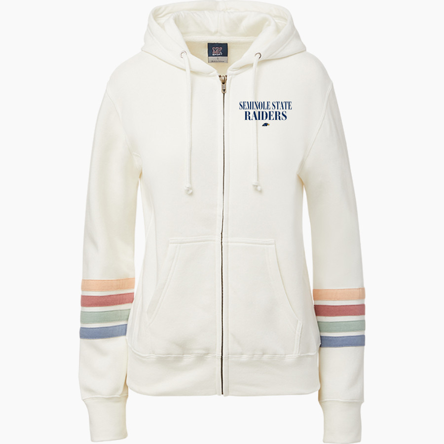 Seminole State College Raiders <span class="pdp-name-mascot">Seminole State Raiders</span> MV Sport Women's Naamah Multi Sleeve Stripe Full Zip Hoodie