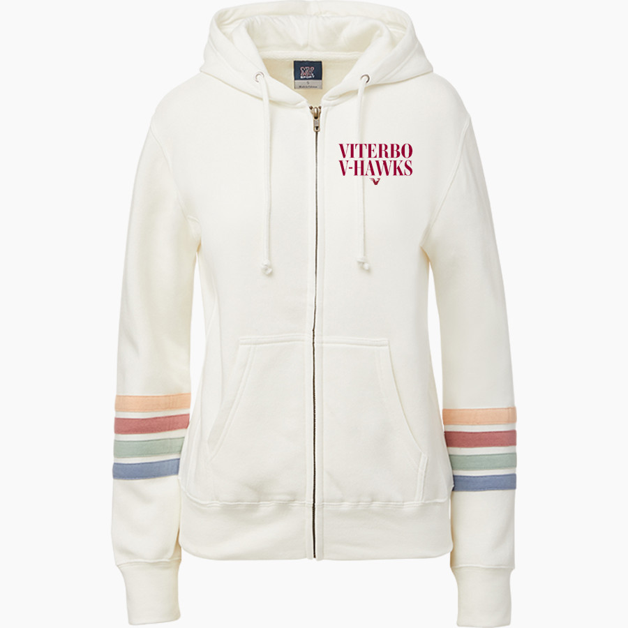 Viterbo V-Hawks <span class="pdp-name-mascot">Viterbo V-Hawks</span> MV Sport Women's Naamah Multi Sleeve Stripe Full Zip Hoodie