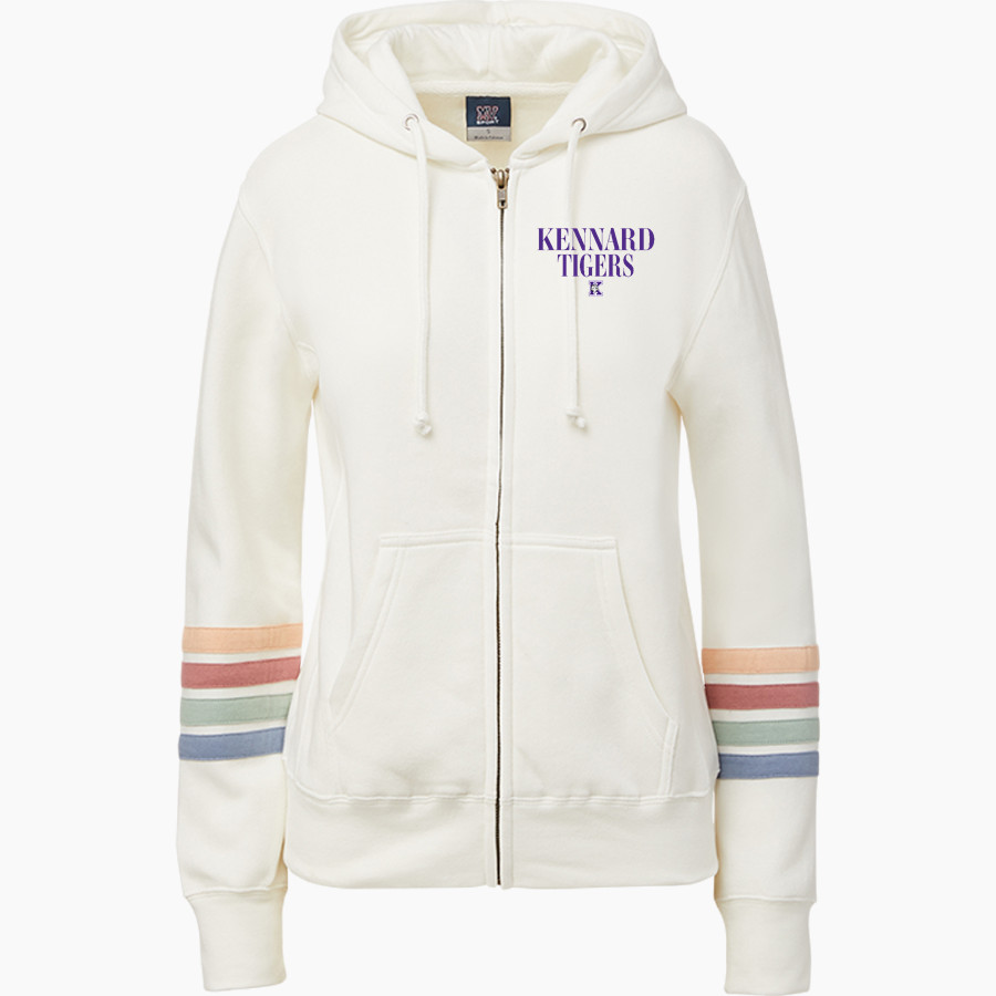 KENNARD HIGH SCHOOL TIGERS <span class="pdp-name-mascot">KENNARD TIGERS</span> MV Sport Women's Naamah Multi Sleeve Stripe Full Zip Hoodie
