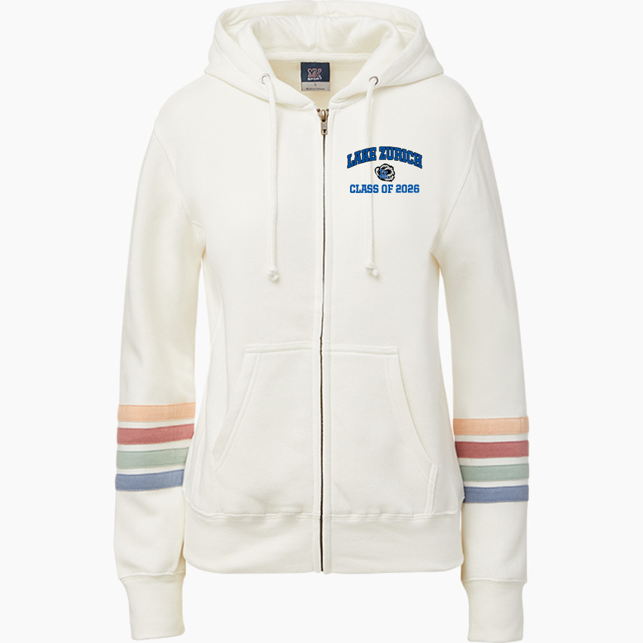 LAKE ZURICH HIGH SCHOOL BEARS <span class="pdp-name-mascot">LAKE ZURICH BEARS</span> MV Sport Women's Naamah Multi Sleeve Stripe Full Zip Hoodie