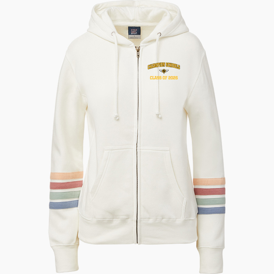 Champion Schools Stingers <span class="pdp-name-mascot">Champion Schools- Chandler Stingers</span> MV Sport Women's Naamah Multi Sleeve Stripe Full Zip Hoodie