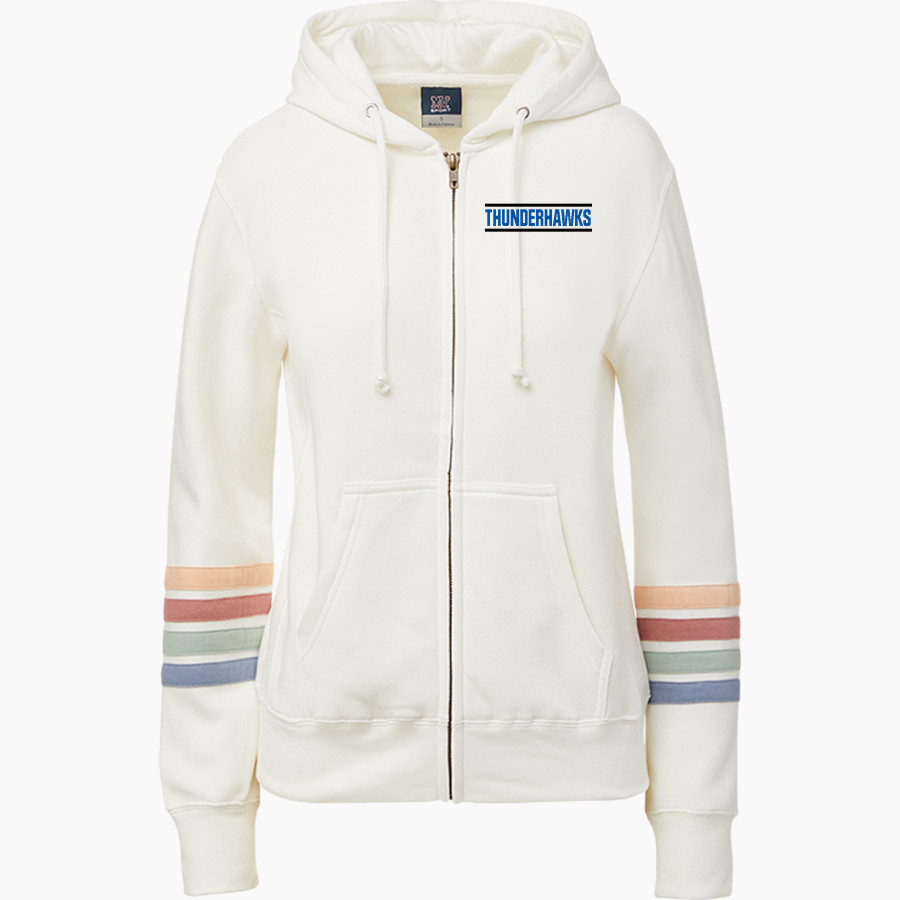 WHEATLAND-GRINNELL HIGH SCHOOL THUNDERHAWKS <span class="pdp-name-mascot">WHEATLAND - GRINNELL THUNDERHAWKS</span> MV Sport Women's Naamah Multi Sleeve Stripe Full Zip Hoodie