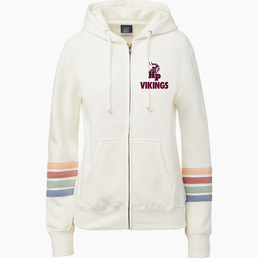 HAZEL PARK HIGH SCHOOL VIKINGS MV Sport Women's Naamah Multi Sleeve Stripe Full Zip Hoodie