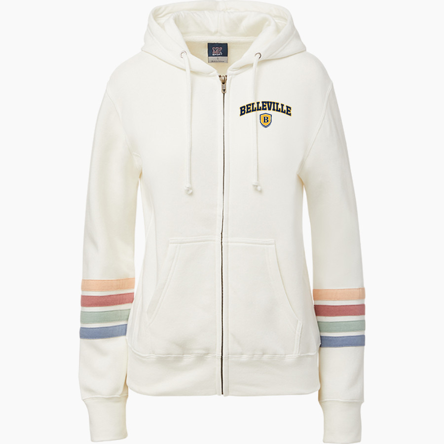 BELLEVILLE HIGH SCHOOL WILDCATS <span class="pdp-name-mascot">BELLEVILLE WILDCATS</span> MV Sport Women's Naamah Multi Sleeve Stripe Full Zip Hoodie
