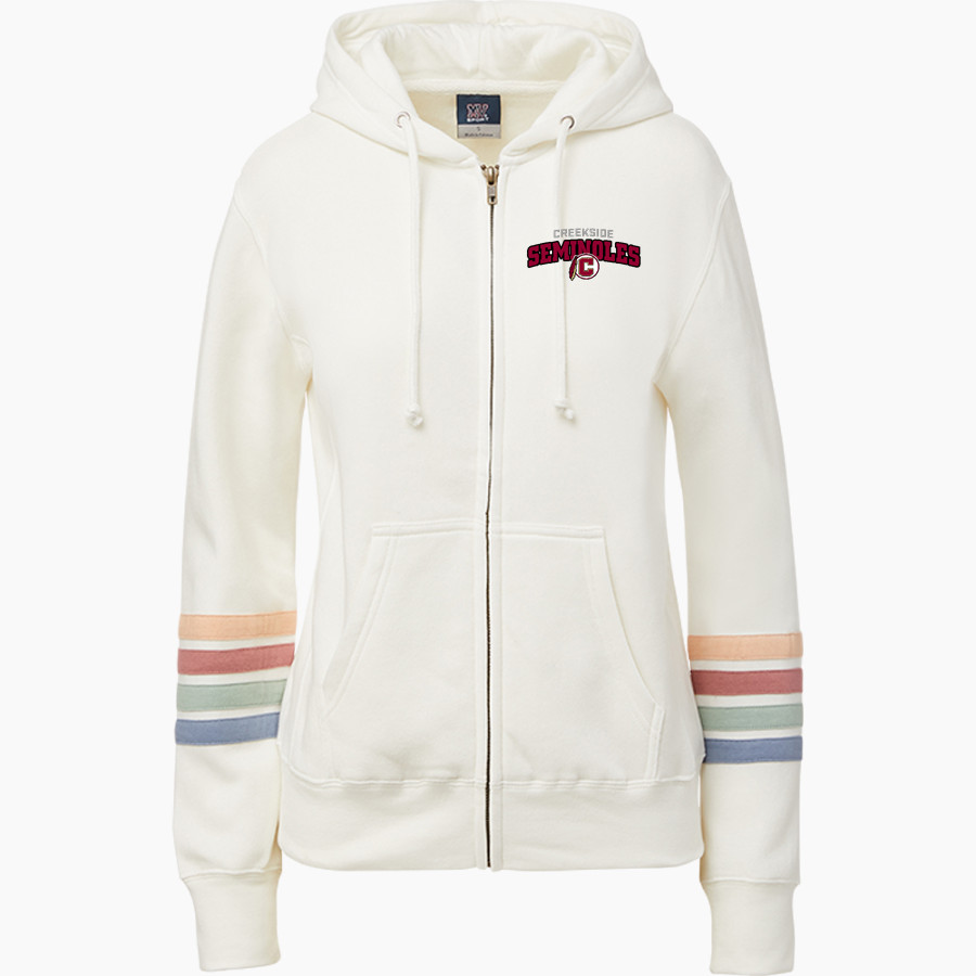 Creekside Seminoles <span class="pdp-name-mascot">Creekside Seminoles</span> MV Sport Women's Naamah Multi Sleeve Stripe Full Zip Hoodie