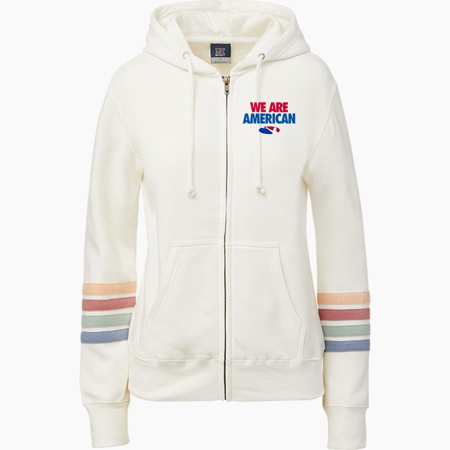 American Cornhole <span class="pdp-name-mascot">American Cornhole</span> MV Sport Women's Naamah Multi Sleeve Stripe Full Zip Hoodie