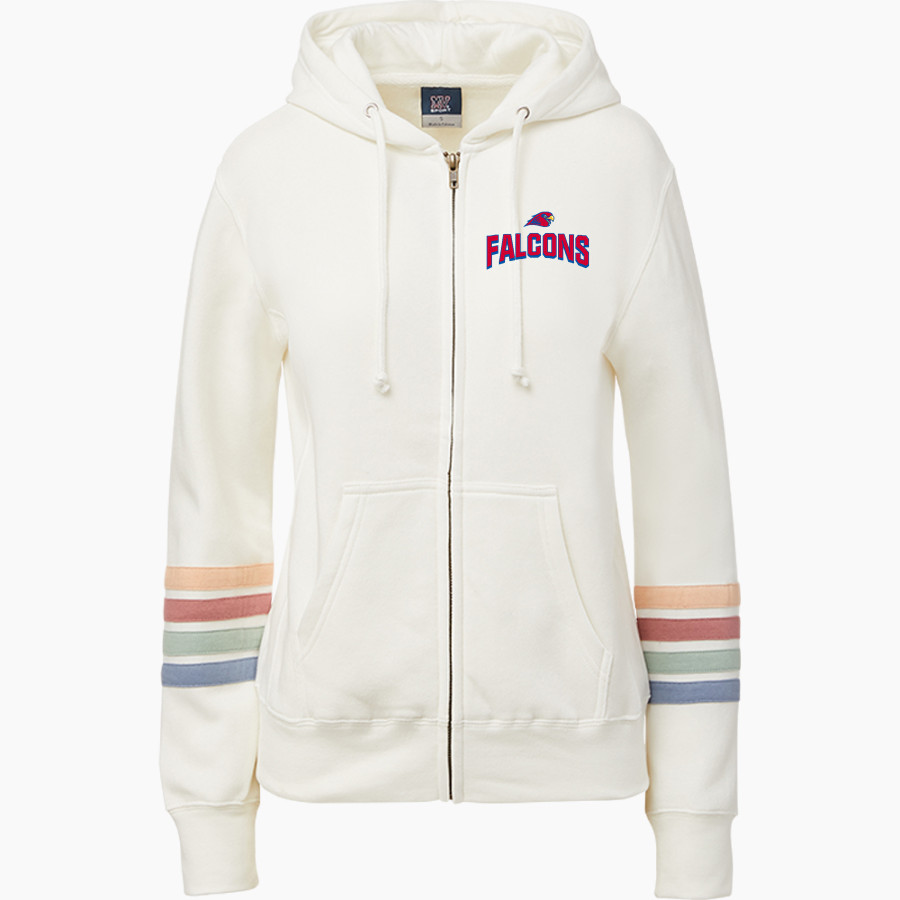 LA SALLE CATHOLIC COLLEGE PREP FALCONS <span class="pdp-name-mascot">LA SALLE FALCONS</span> MV Sport Women's Naamah Multi Sleeve Stripe Full Zip Hoodie