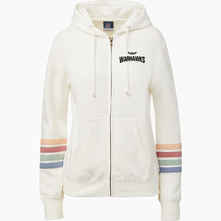 WESTERVILLE CENTRAL WARHAWKS <span class="pdp-name-mascot">WESTERVILLE WARHAWKS</span> MV Sport Women's Naamah Multi Sleeve Stripe Full Zip Hoodie