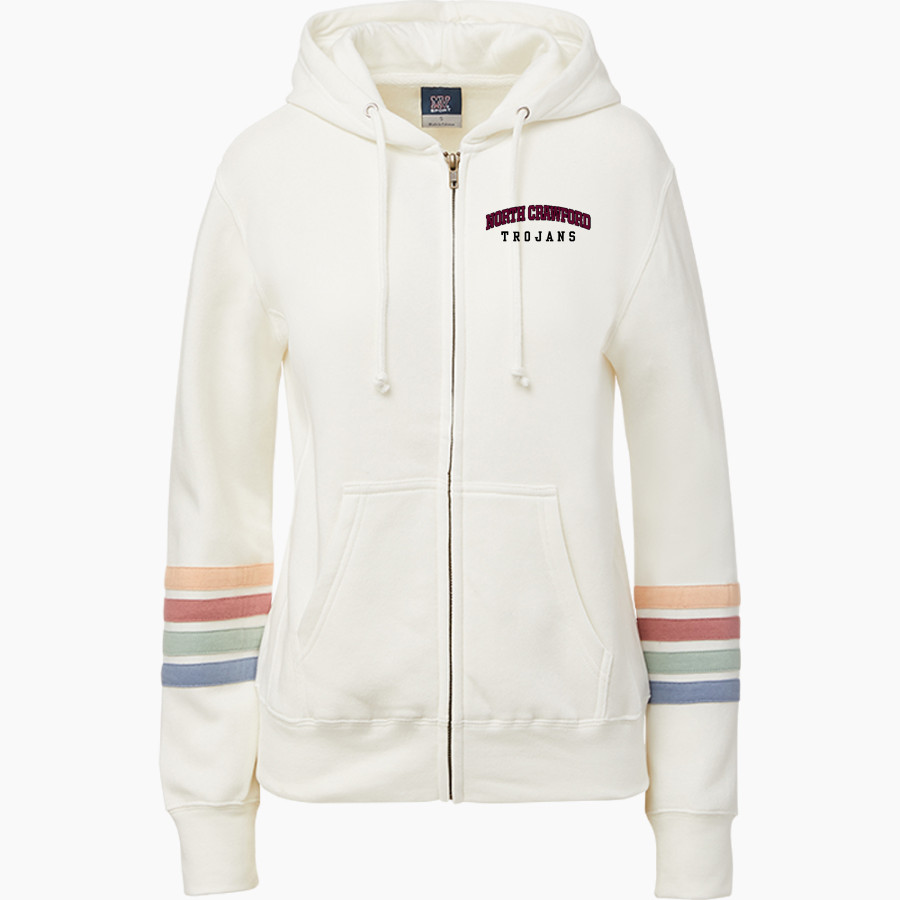 North Crawford Trojans <span class="pdp-name-mascot">North Crawford Trojans</span> MV Sport Women's Naamah Multi Sleeve Stripe Full Zip Hoodie