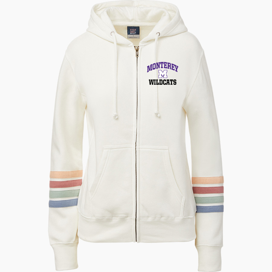 MONTEREY HIGH SCHOOL WILDCATS <span class="pdp-name-mascot">MONTEREY WILDCATS</span> MV Sport Women's Naamah Multi Sleeve Stripe Full Zip Hoodie