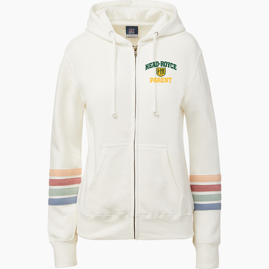 Head-Royce Jayhawks <span class="pdp-name-mascot">Head-Royce Jayhawks</span> MV Sport Women's Naamah Multi Sleeve Stripe Full Zip Hoodie
