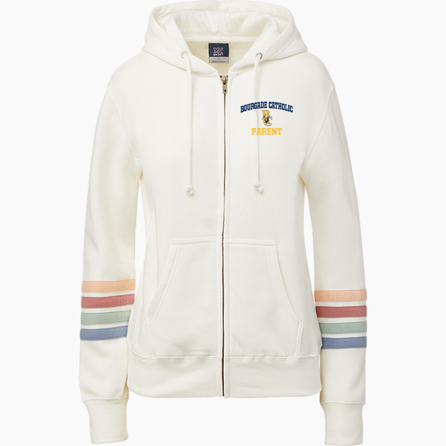 Bourgade Catholic Golden Eagles <span class="pdp-name-mascot">Bourgade Catholic Golden Eagles</span> MV Sport Women's Naamah Multi Sleeve Stripe Full Zip Hoodie