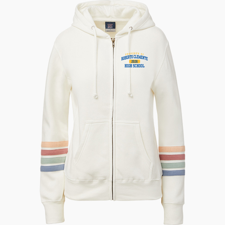 ROBERTO CLEMENTE HIGH SCHOOL WILDCATS <span class="pdp-name-mascot">ROBERTO CLEMENTE WILDCATS</span> MV Sport Women's Naamah Multi Sleeve Stripe Full Zip Hoodie