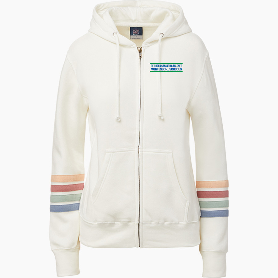 Children's Manor Children's Manor MV Sport Women's Naamah Multi Sleeve Stripe Full Zip Hoodie